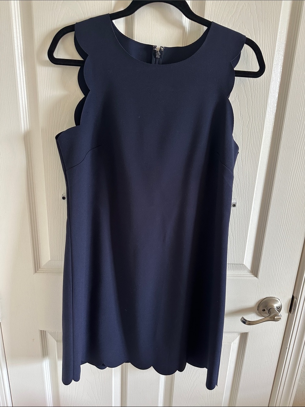 Navy Scallop Edge Sleeveless Dress